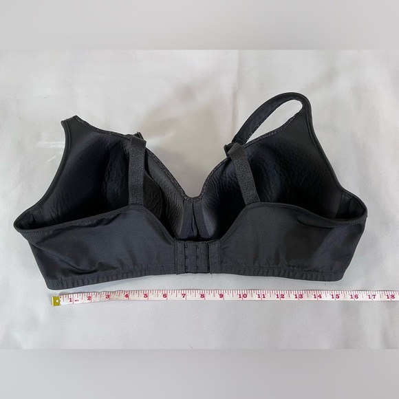 PLAYTEX 4823 BLACK PADDED UW ADJUST STAY PUT STRAPS 3-HOOK BACK BRA 42D- EXCEL - Picture 7 of 8